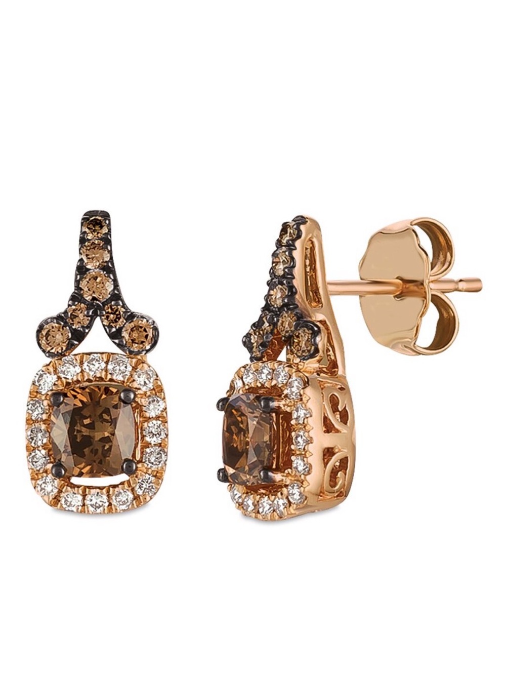 Le Vian 14K Rose Gold 7/8ctw Natural Chocolate/Vanilla Diamond Dangle Earrings